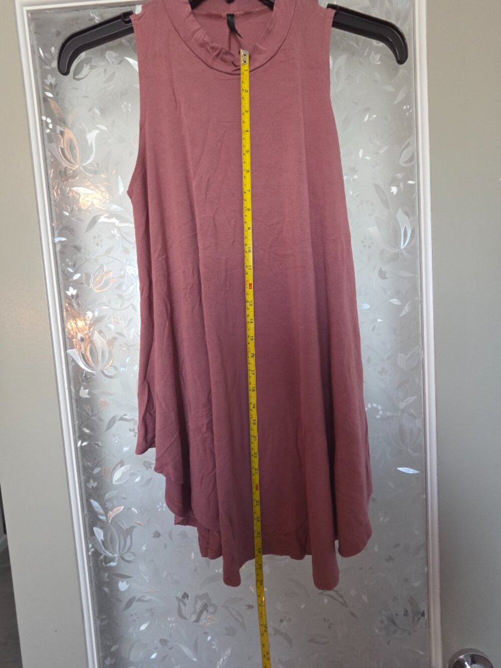 Rose Pink Solid Long Flowy Tank T-Shirt Tunic - Size Large - Picture 11 of 11